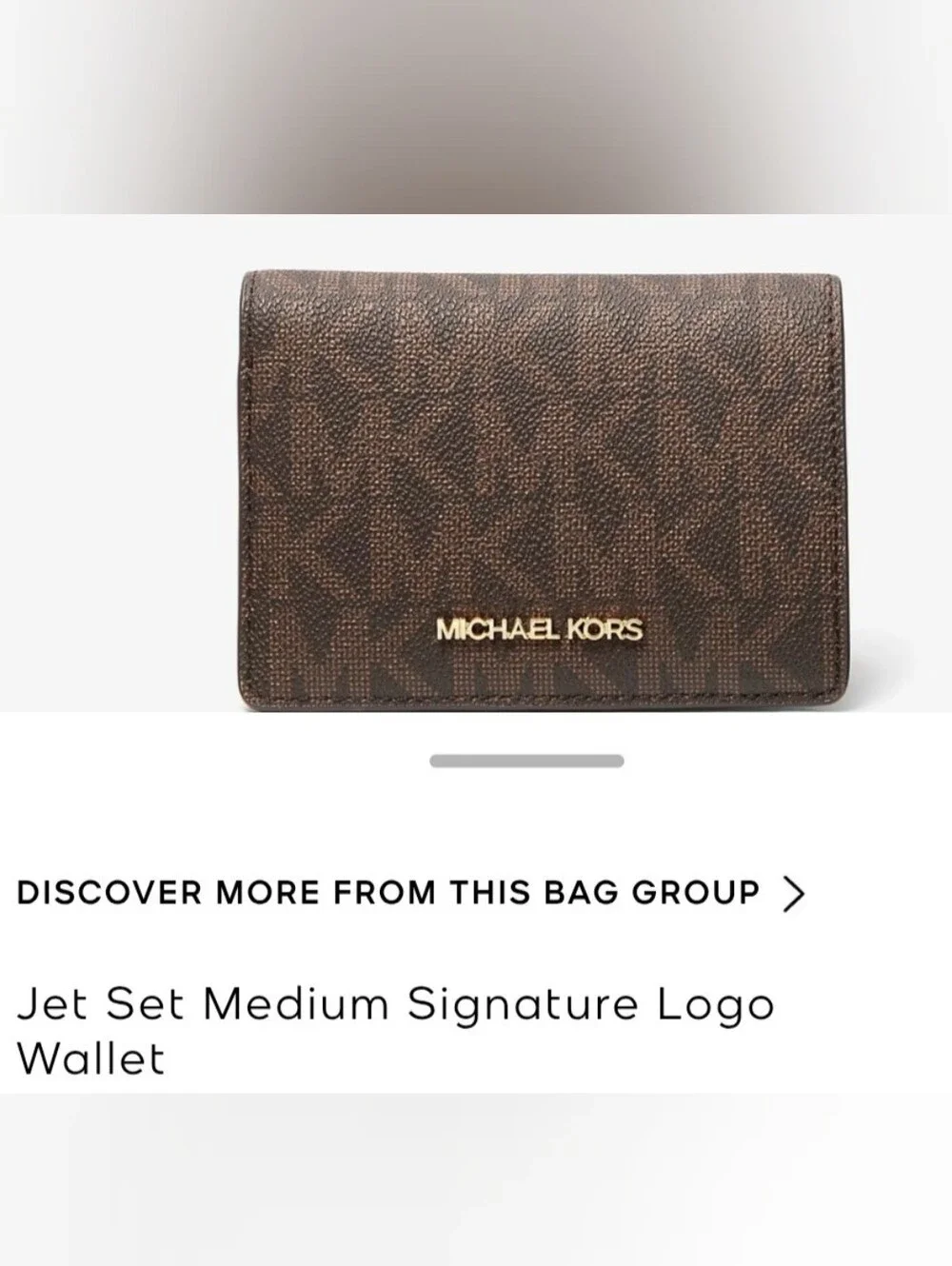 Michael Kors Jet Set Wallet Bifold Brown MK Logo Signature Zip Coin Card Case